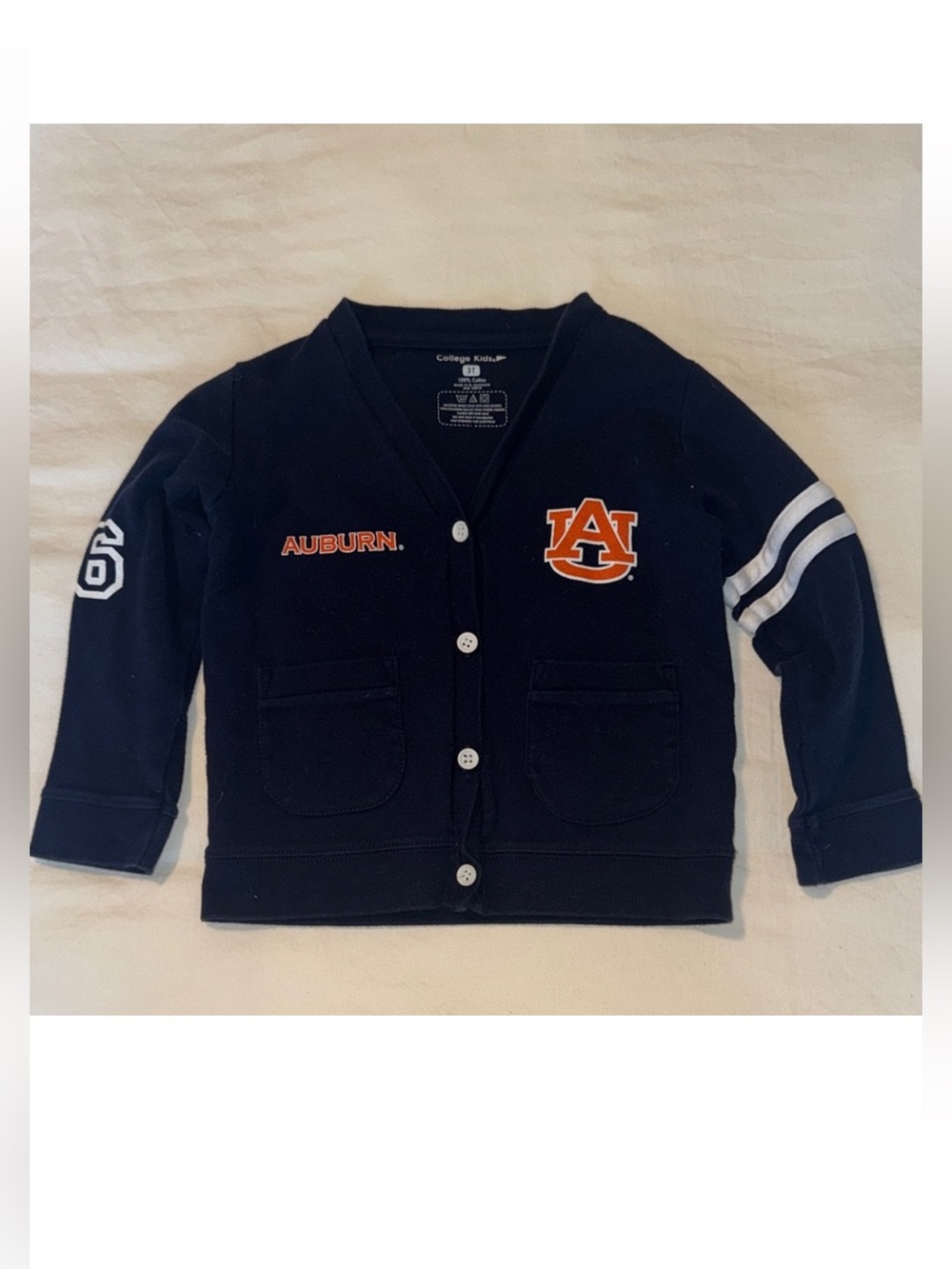 College kids Auburn Navy Cardigan with Logo size 3T